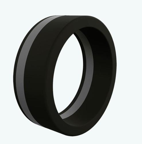  Black Pinstripe Silicone Ring